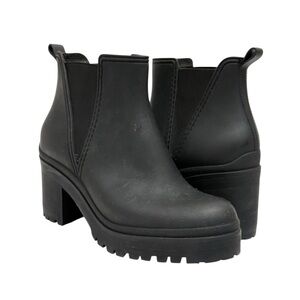 Jeffrey Campbell Raining Almond-Toe Chunky Lug Sole Block Heel Booties sz 7